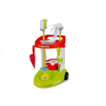 Vozík s vysávačom a s príslušenstvom na čistenie